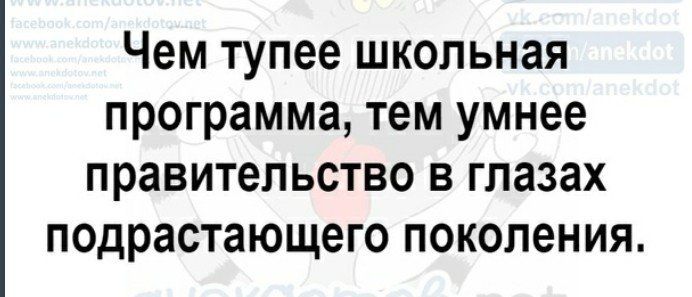 Чем тупее школьная программа тем умнее правительство в глазах подрастающего поколения