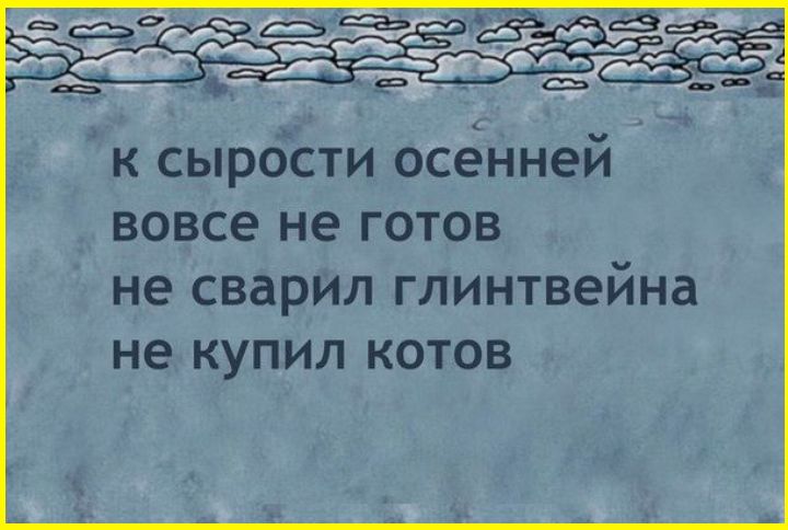 к сырости осенней вовсе не готов не сварил глинтвейна не купил котов