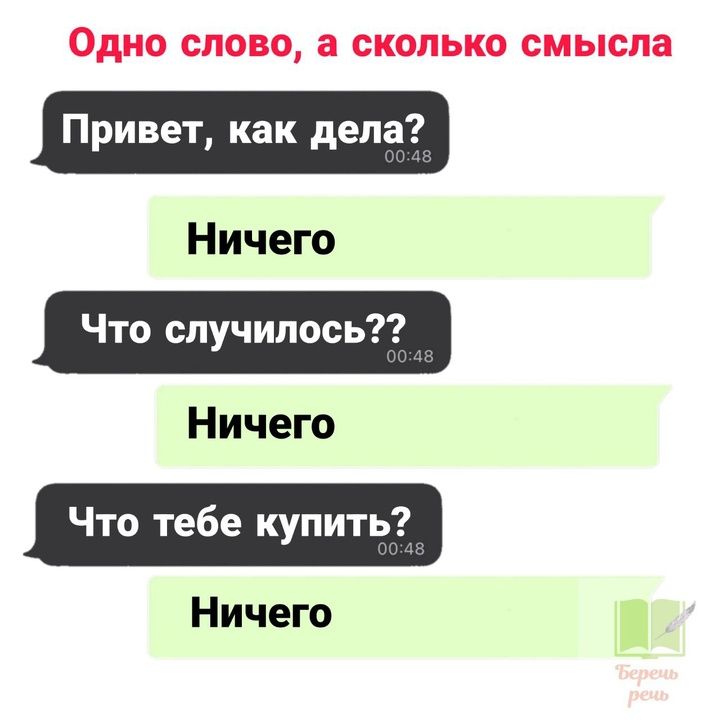 Одно слово а сколько смысла Ничего Что случилось Ничего Ничего