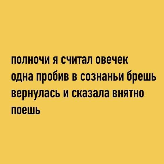 полночь я считал овечек одна пробив в сознаны брешь вернулась и сказала внятно поешь
