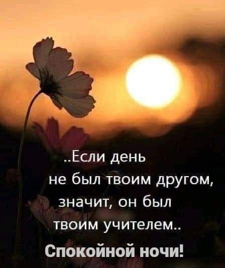 ..Если день не был твоим другом, значит, он был твоим учителем.. Спокойной ночи!