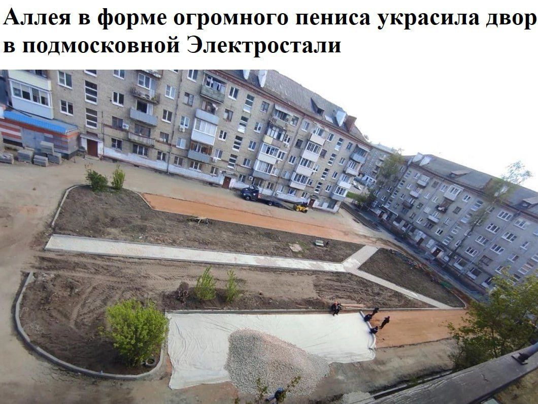 Аллея в форме огромного пениса украсила двор в подмосковной Электростали
