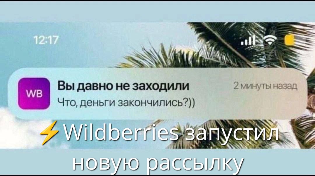 Вы давно не заходили
Что, деньги закончились?:))
⚡Wildberries запустил новую рассылку