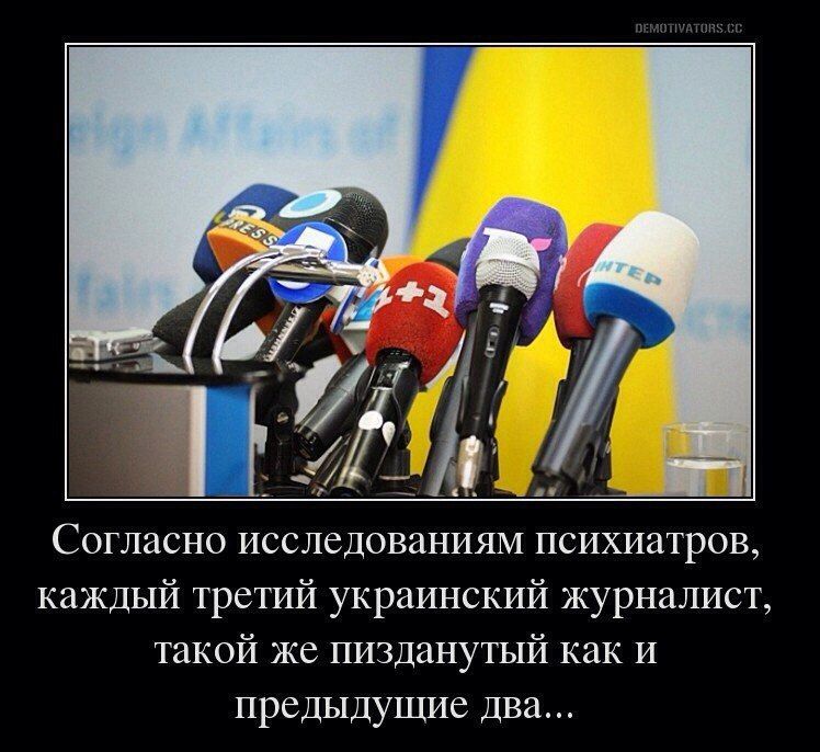 Согласно исследованиям психиатров, каждый третий украинский журналист, такой же пизданутый как и предыдущие два...