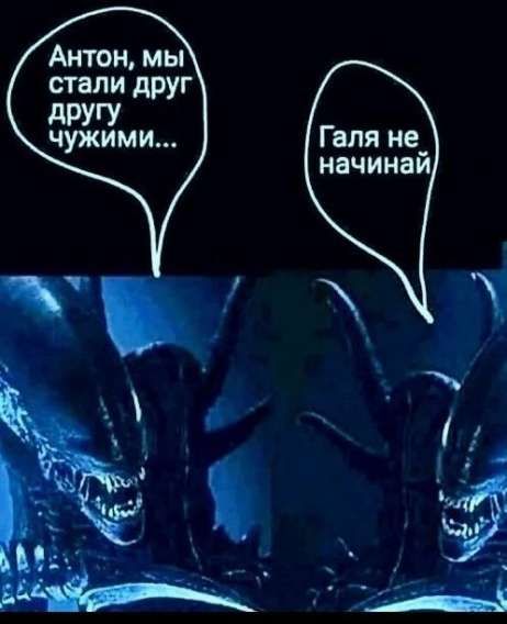 Антон, мы стали друг другу чужими...
Галя не начинай