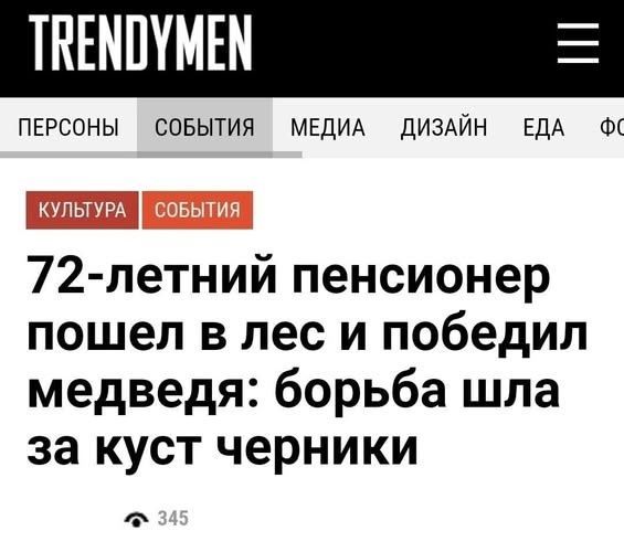 72-летний пенсионер пошел в лес и победил медведя: борьба шла за куст черники