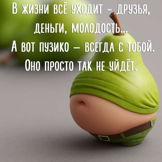 В жизни всё уходит – друзья, деньги, молодость... А вот пузико – всегда с тобой. Оно просто так не уйдёт.