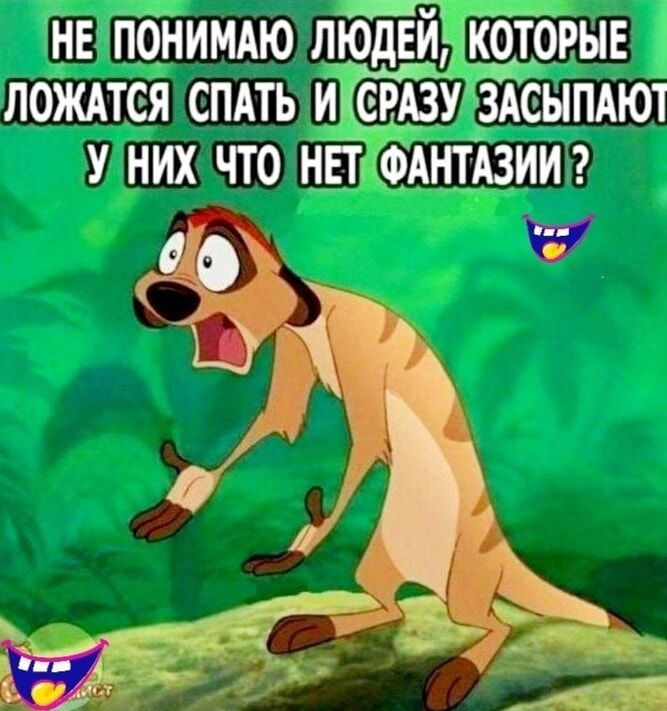 НЕ ПОНИМАЮ ЛЮДЕЙ, КОТОРЫЕ ЛОЖАТСЯ СПАТЬ И СРАЗУ ЗАСЫПАЮТ У НИХ ЧТО НЕТ ФАНТАЗИИ ?