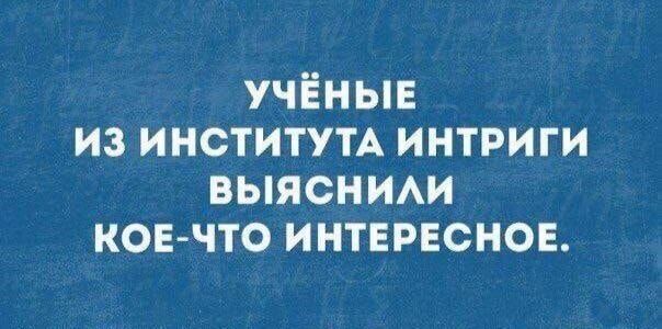 УЧЁНЫЕ
ИЗ ИНСТИТУТА ИНТРИГИ
ВЫЯСНИЛИ
КОЕ-ЧТО ИНТЕРЕСНОЕ.