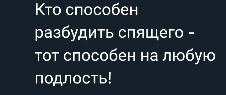Кто способен разбудить спящего – тот способен на любую подлость!
