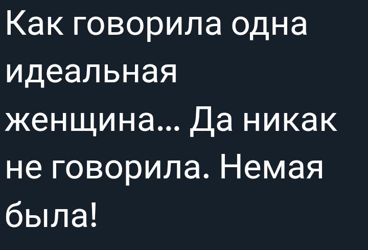 Как говорила одна идеальная женщина... Да никак не говорила. Нямая была!