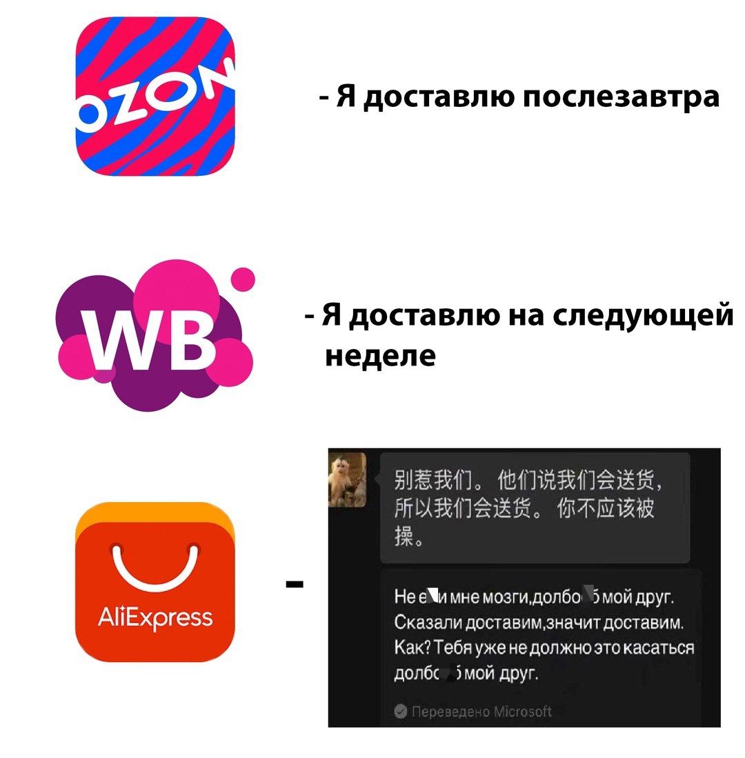 Я доставлю послезавтра
Я доставлю на следующей неделе
Не мне мозгали, долб*ж мой друг. Сказали доставим, значит доставим. Как? Тебе уже не должно это касаться, долб*ж мой друг.