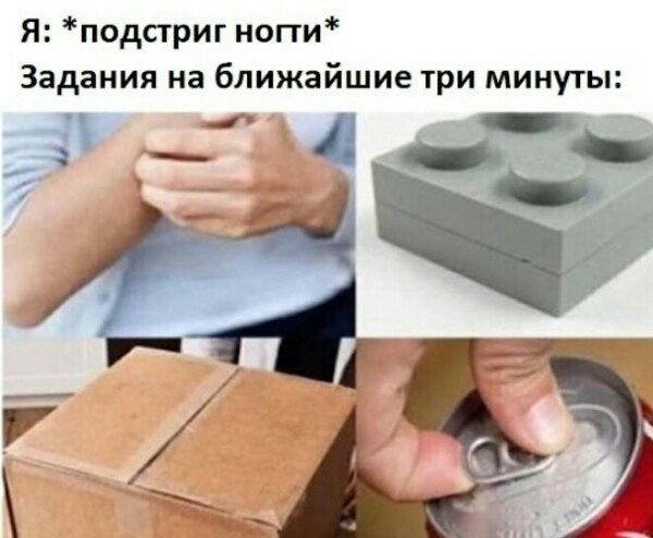 Я: *подстригаю ногти* Задания на ближайшие три минуты: