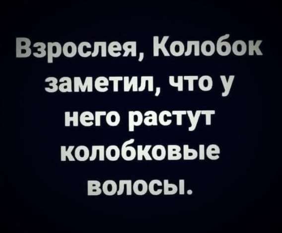 Взрослея, Колобок заметил, что у него растут колобковые волосы.