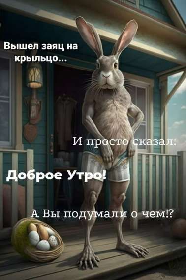 Вышел заяц на крыльцо... И просто сказал: Доброе Утро! А Вы подумали о чем!?
