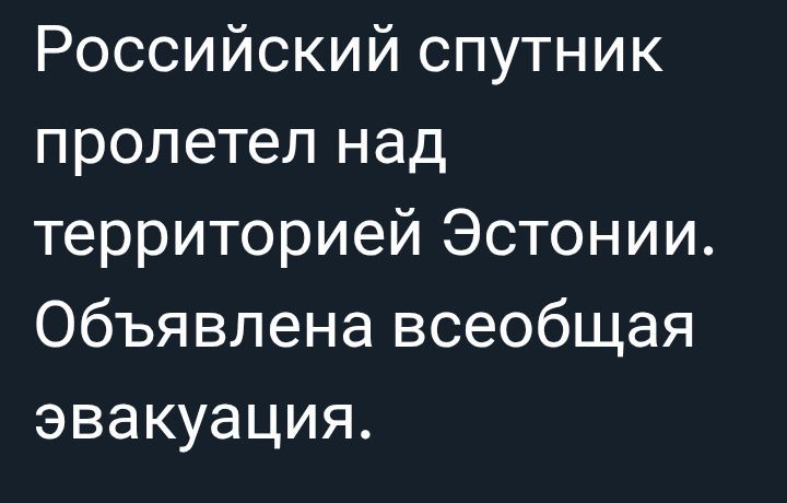 Российский спутник пролетел над территорией Эстонии. Объявлена всеобщая эвакуация.
