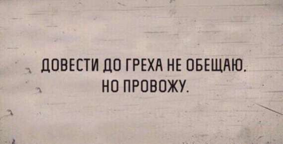 ДОВЕСТИ ДО ГРЕХА НЕ ОБЕЩАЮ. НО ПРОВОВЖУ.