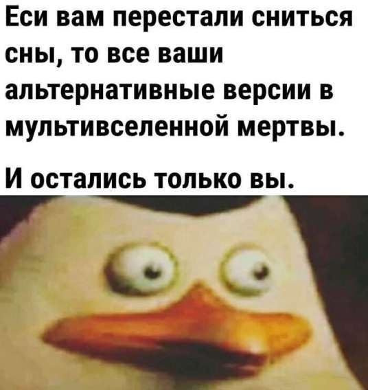 Если вам перестали сниться сны, то все ваши альтернативные версии в мультивселенной мертвы. И остались только вы.