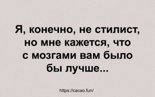 Я, конечно, не стилист, но мне кажется, что с мозгами вам было бы лучше...