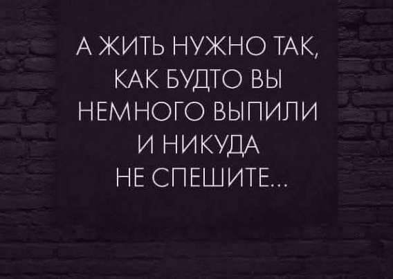 А жить нужно так, как будто вы немного выпили и никуда не спешите...