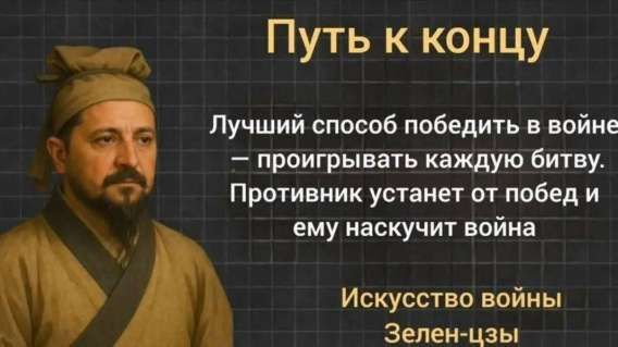 Путь к концу
Лучший способ победить в войне — проигрывать каждую битву. Противник устает от побед и ему наскучит война
Искусство войны
Зелен-цы