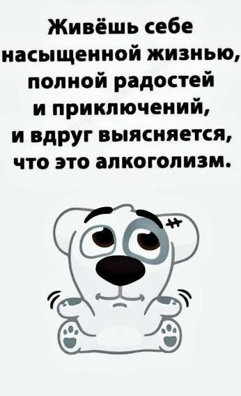 Живёшь себе насыщенной жизнью, полной радостей и приключений, и вдруг выясняется, что это алкоголизм.