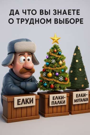 ДА ЧТО ВЫ ЗНАЕТЕ О ТРУДНОМ ВЫБОРЕ\nЕЛКИ\nЕЛКИ-ПАЛКИ\nЕЛКИ-МОТАЛКИ