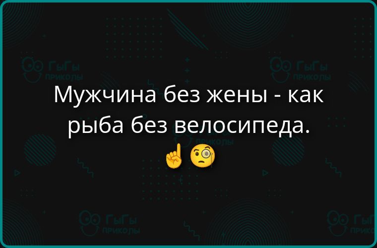 Мужчина без женЫ - как рыба без велосипеда.