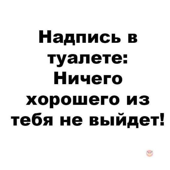 Надпись в туалете: Ничего хорошего из тебя не выйдет!