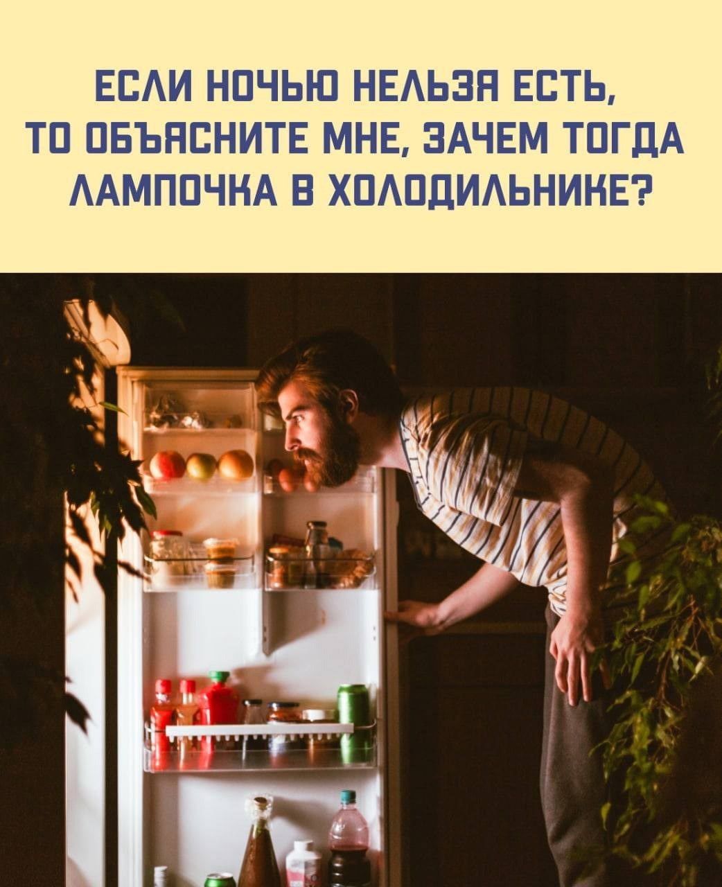 ЕСЛИ НОЧЬЮ НЕЛЬЗЯ ЕСТЬ, ТО ОБЪЯСНИТЕ МНЕ, ЗАЧЕМ ТОГДА ЛАМПОЧКА В ХОЛОДИЛЬНИКЕ?
