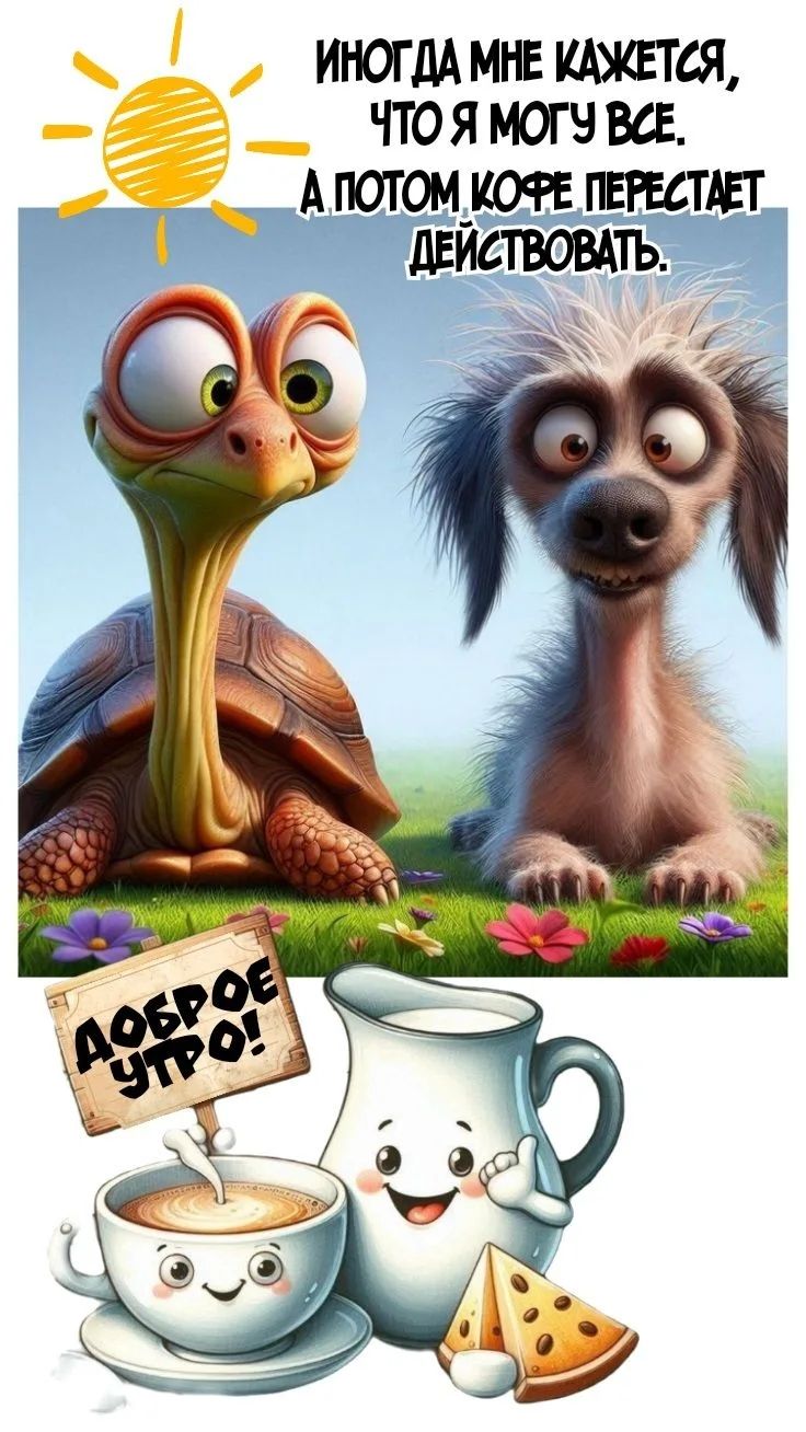 ИНОГДА МНЕ КАЖЕТСЯ, ЧТО Я МОГУ ВСЕ. А ПОТОМ КОФЕ ПЕРЕСТАЕТ ДЕЙСТВОВАТЬ. ДОБРОЕ УТРО!