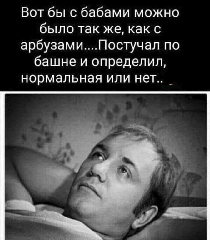 Вот бы с бабами можно было так же как с арбузамиПостучап по башне и определил нормальная ИЛИ нет _