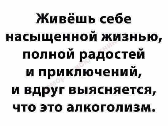 Живёшь себе насыщенной жизнью полной радостей и приключений и вдруг выясняется что это алкоголизм