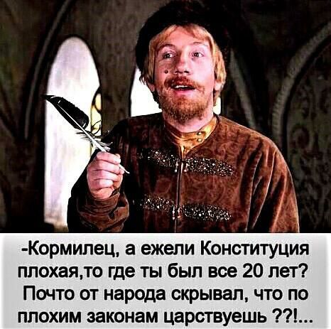 Кормилец а ежели Конституция ппохаято где ты был все 20 лет Почто от народа скрывал что по плохим законам царствуешь і