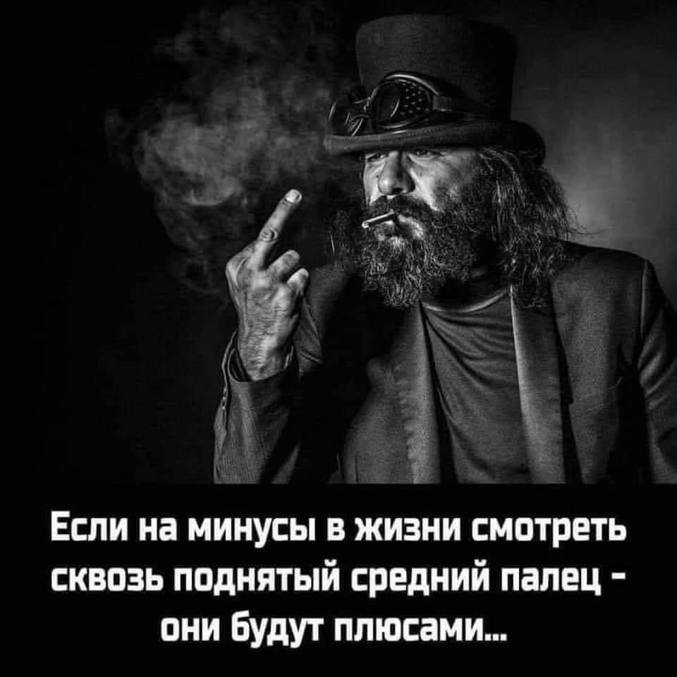 ям _ Если на минусы в жизни смотреть сквозь поднятый средний палец они Будут плюсами