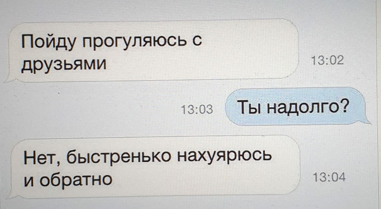Пойду прогуляюсь с друзьями 1302 1303 Ты надолго Нет быстренько нахуярюсь и обратно 1304