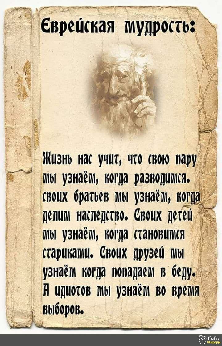 щган1нщРрЧ4 Евреиская гкудросгё ё Жизнь нас учит что свою кару эзгкы узнаём когда разводится своих братьев гии узнаёт ког депиги наспедпво своих детои гкы узнаём когда становится _ гарикагии Своих дризои мы узнаём когда попадаем в бе н идиотов гии узнаём во крик выборов _ Мдн