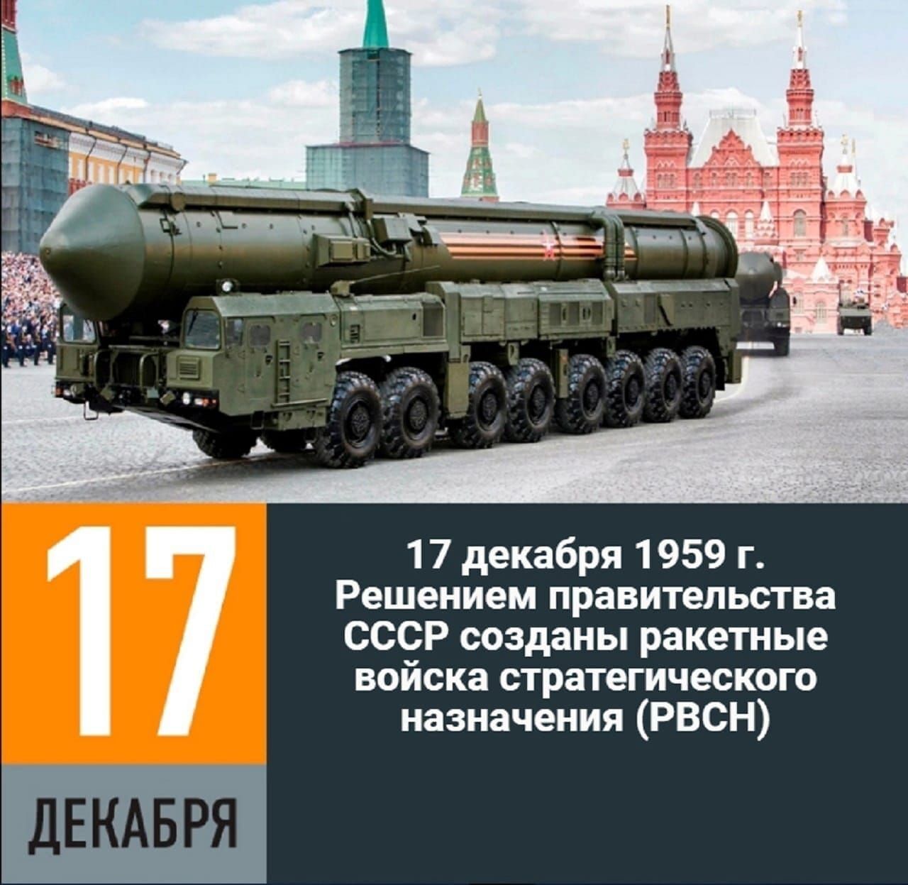 1 7 декабря 1959 г Решением правительства СССР созданы ракетные войска стратегического назначения РВСН