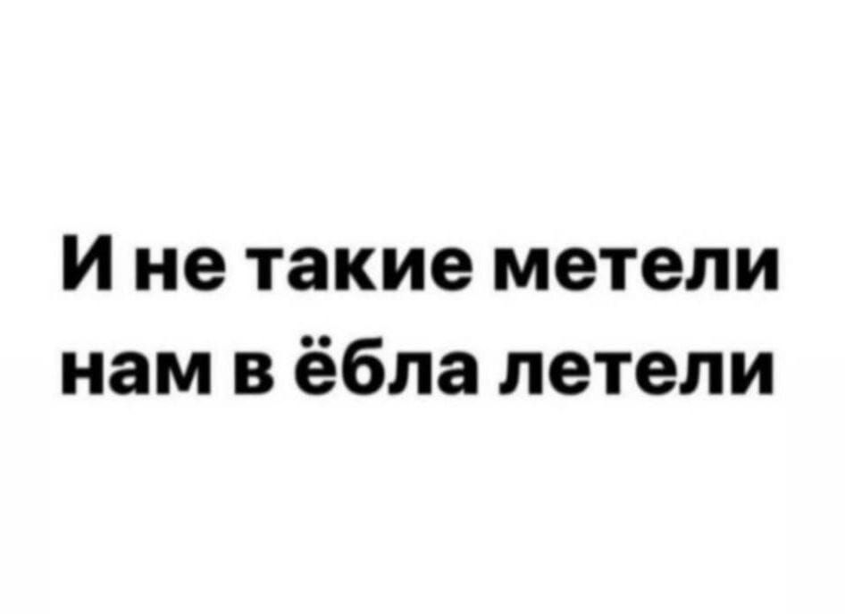 И не такие метели нам в ёбла летели
