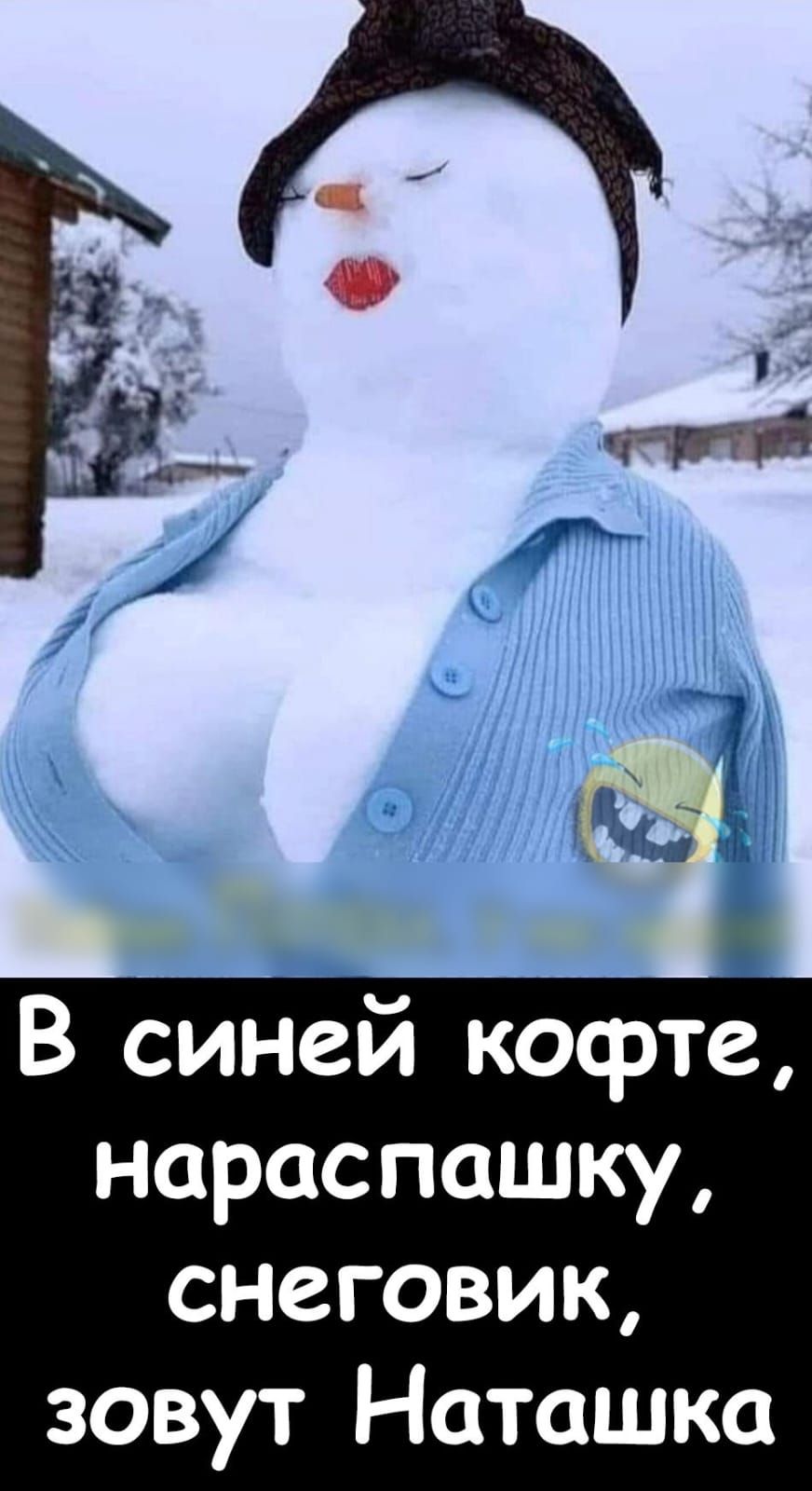 В синей кофте Нараспашку снеговик зовут Наташка
