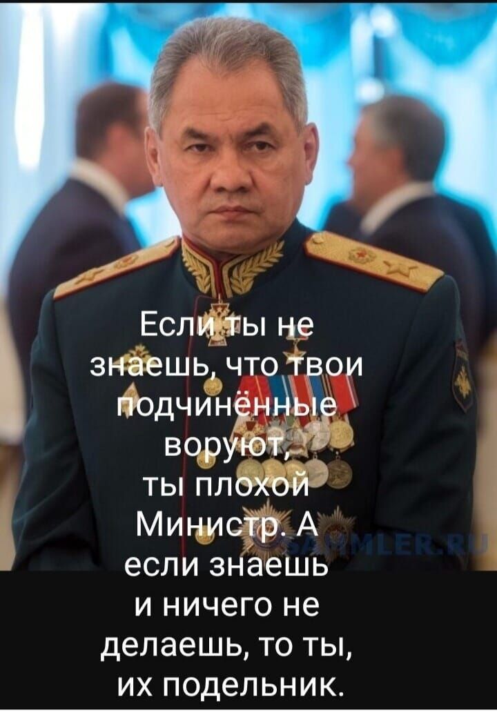 Еслиты не знаешь что твои гіодчинён Ь ворую 5 ты плохой Министр А если знаешь и ничего не делаешь то ты их подельник