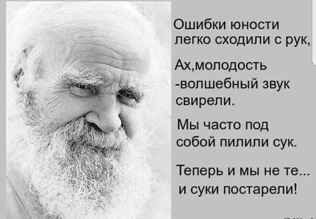 Ошибки юности легко СХОДИПИ С рук Ахмоподость вопшебный звук свирепи Мы часто под собой пипили сук Теперь и мы не те и суки постарели