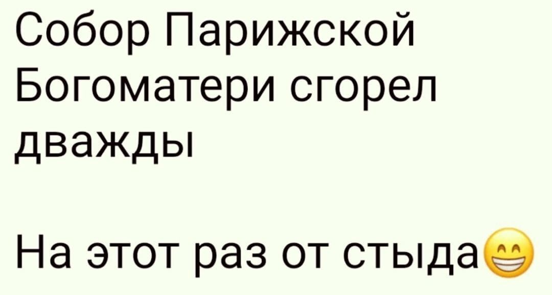 Собор Парижской Богоматери сгорел дважды На этот раз от стыдае