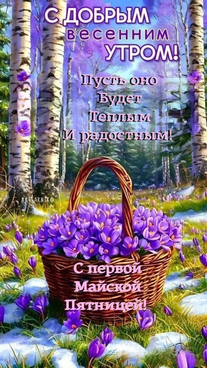 С ДОБРЫМ ВЕСЕННИМ УТРОМ! Пусть оно Будет Тёплым И радостным! С первой Майской Пятницей!