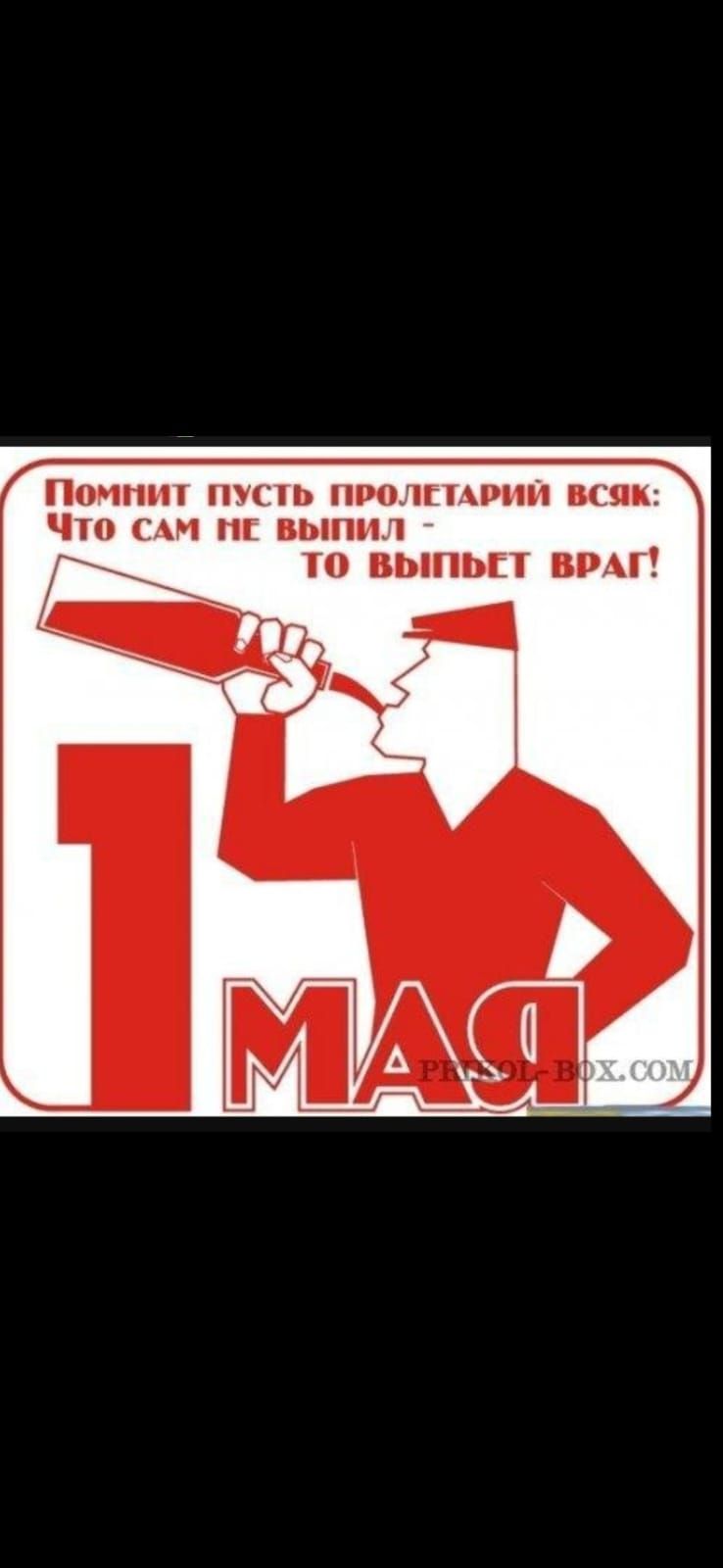Помнит пусть пролетарий всяк: Что сам не выпил - то выпьет враг!
1 МАЯ