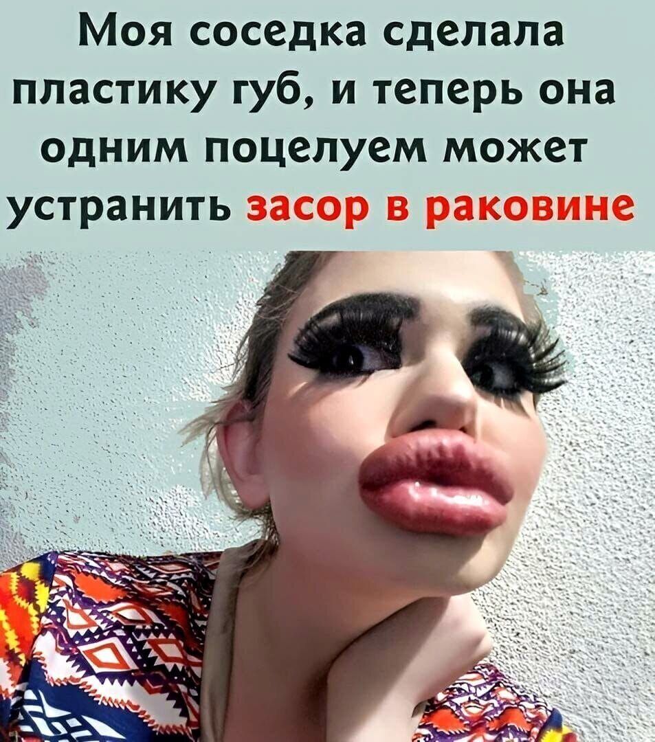 Моя соседка сделала пластики губ, и теперь она одним поцелуем может устранить засор в раковине