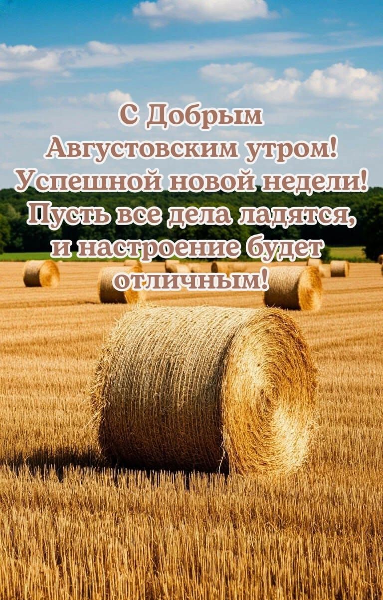 С Добрым Августовским утром! Успешной новой недели! Пусть все дела ладятся, и настроение будет отличным!