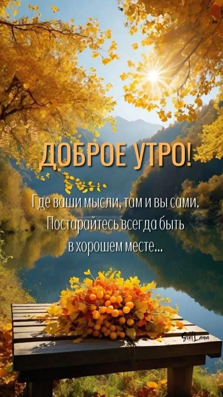 ДОБРОЕ УТРО! Где ваши мысли, там и вы сами. Постарайтесь всегда быть в хорошем месте...