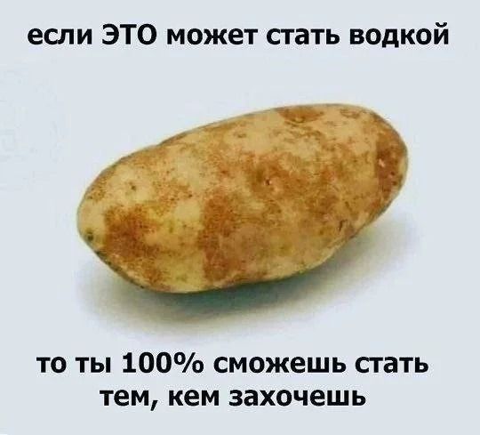 если ЭТО может стать водкой
то ты 100% сможешь стать тем, кем захочешь