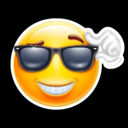 Смайлик с солнцезащитными очками и улыбкой на чёрном фоне